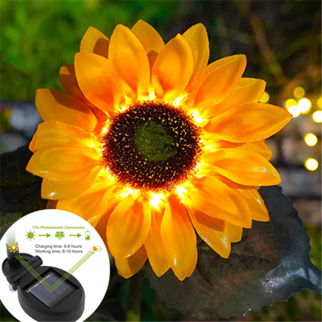 Waterproof Led Solar Sunflower Light for Lawn Pathway